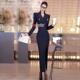 VJE春季 过膝长裙 气质干练修身 商务收腰OL西装 连衣裙2025新款