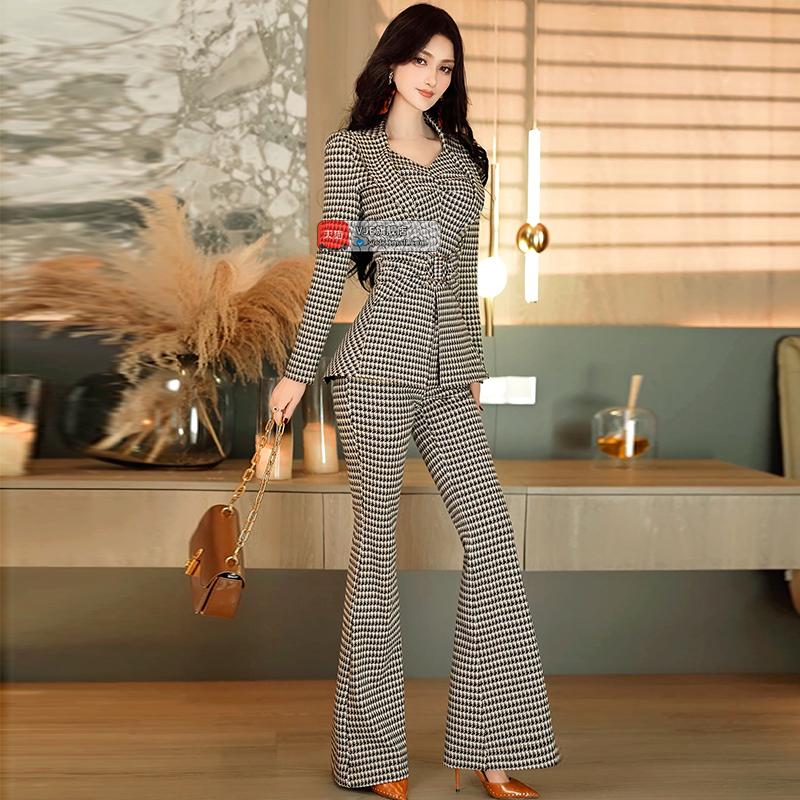 秋冬季千鳥格紋西裝套裝