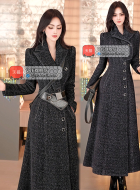 VJE冬季设计师款修身软糯保暖大衣2025新款气质减龄收腰毛呢外套