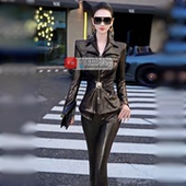 两件套2025新款 VJE秋季 英伦风立体剪裁上衣喇叭裤 气质干练一整套