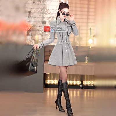 VJE冬季欧美气质收腰加厚呢子大衣2025新款小众洋气裙摆显瘦外套