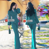 阔腿裤 西装 两件套新款 小众西装 女 VJE春季 套装 OL泡泡袖