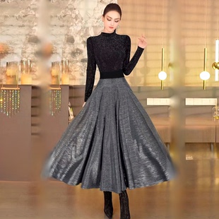 VJE秋冬款气质时尚高腰中长款半身裙2025新款设计感小众百褶裙