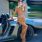 喇叭裤 加厚职业套装 两件套秋季 定制款 新款 VJE英伦风拼接西装