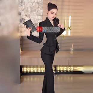 套装 VJE春季 西装 两件套2026新款 商务风小众造型叠领西服喇叭裤