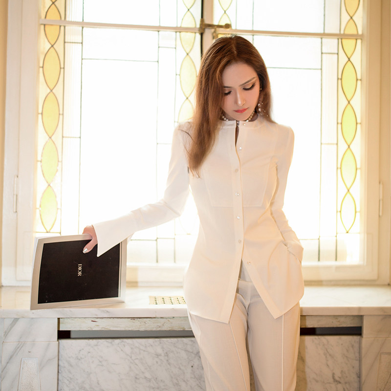 VJE春装新款名媛风气质性感显瘦修身白衬衫长袖职业打底衬衣女在类目 女装/女士精品, 衬衫中 - 来自Buy2taobao.com提供专业的淘宝代购服务