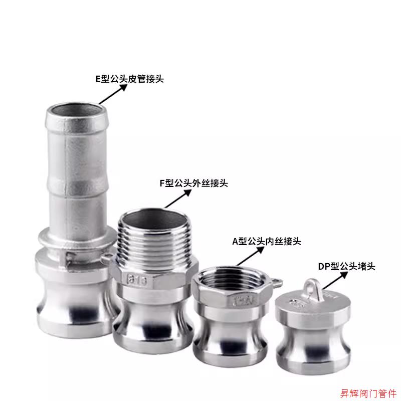 304不锈钢快速接头卡扣式公母宝塔ABCDEF型皮管水管快接头46分1寸