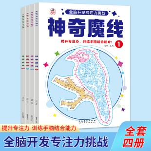 迷宫 正版 提升专注力训练手脑结合能力数字连线和趣味迷宫 耐心力开发大脑思维 书 孩子观察力 全脑开发专注力挑战全套4册神奇魔线