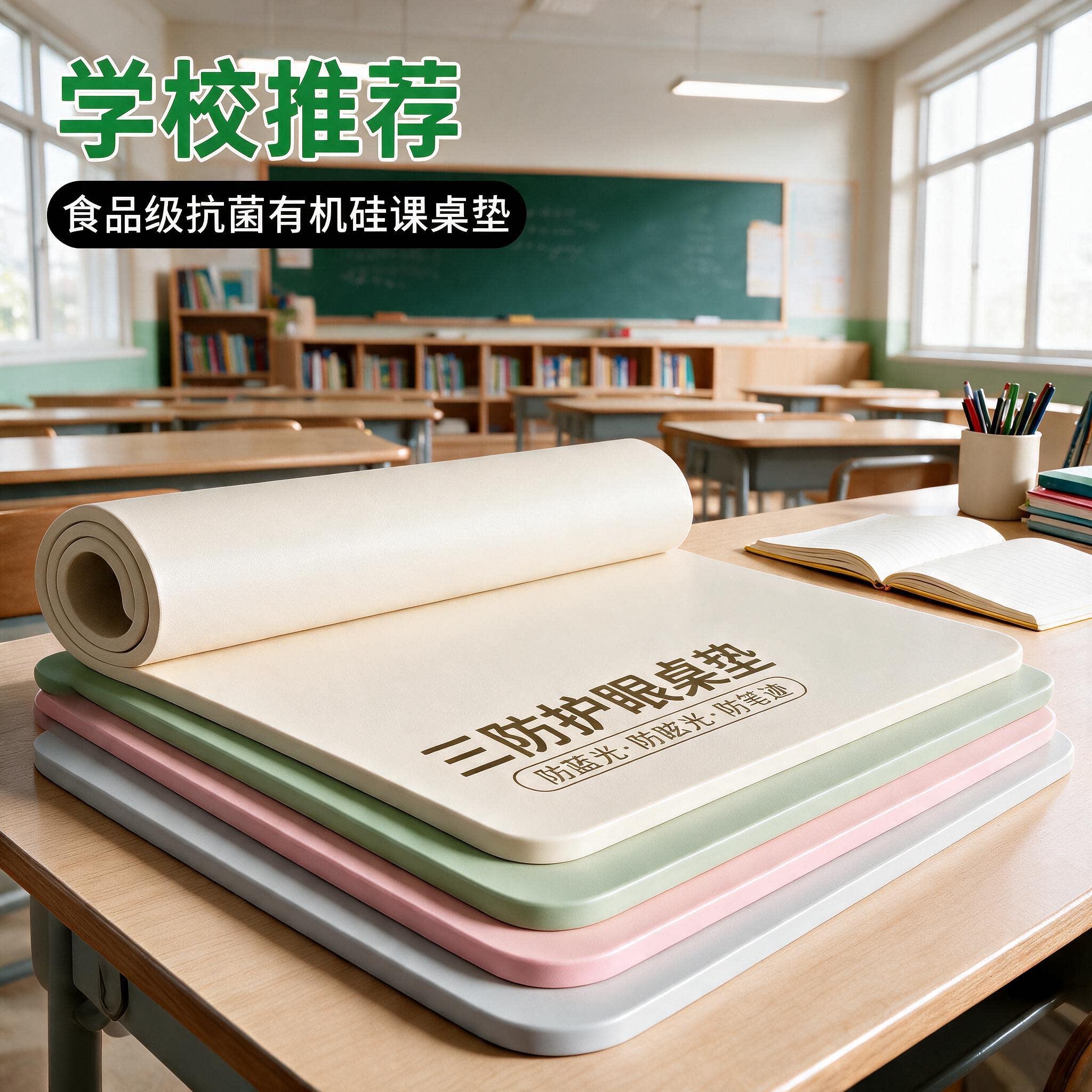 专利防笔印抗菌护眼桌垫