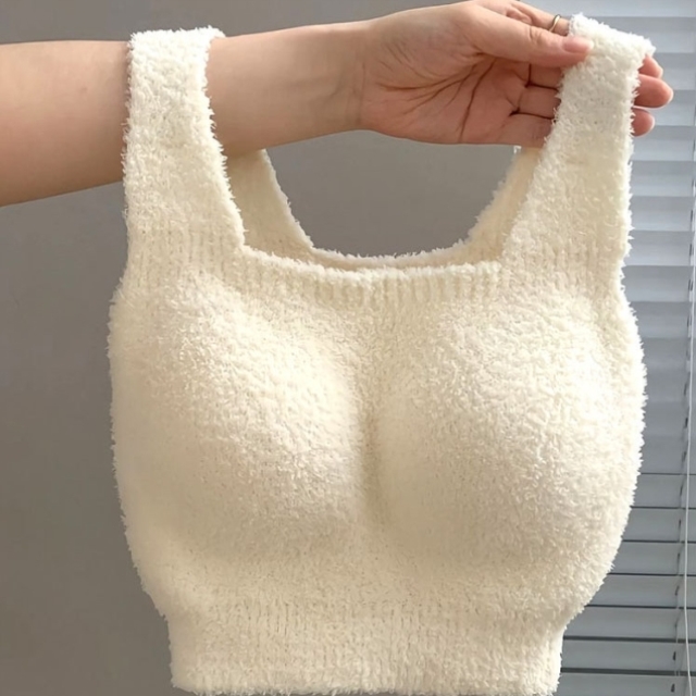 甜美羊羔绒白色加绒吊带背心女秋季新款纯欲风内搭修身显瘦上衣潮