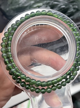 泰山玉碧玉项链女款4mm玉石手链多圈手串