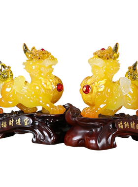 貔貅招财公母一对摆件吉祥装饰品