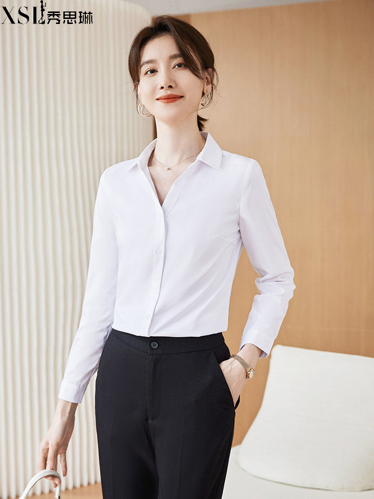 PROFESSIONAL ATTIRE INTERVIEW SHIRT SUIT WOMENS 2022 NEW PRE-FALL NICHE FASHION TEMPERAMENT TOP LONG SLEEVE PLUS SIZE SHIRT