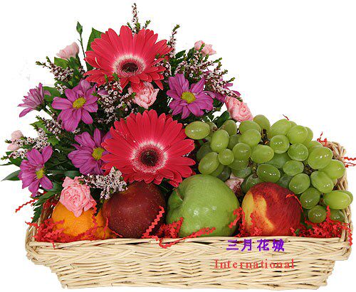 加拿大维多利亚鲜花水果生日送礼花果篮国际配送三月花城国际送花