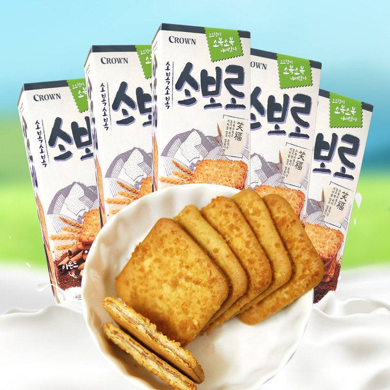 韩国进口食品crown克丽安笑福饼干60g办公室休闲饼干零食