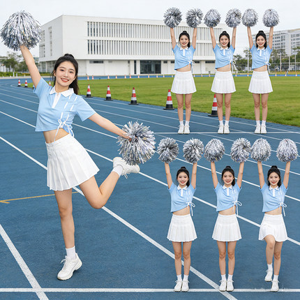 女团舞台装爵士舞啦啦操演出服学生团体运动会拉拉队演出套装新款