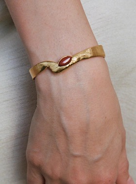 HORIZON系列Tilt Marquise手镯原创925银镀金轻奢青金石玛瑙红石