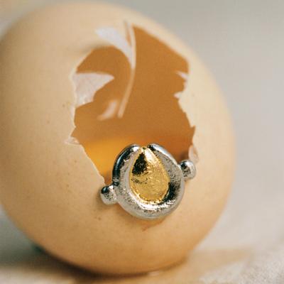 金银组合戒指ABOAB银镀厚金简约