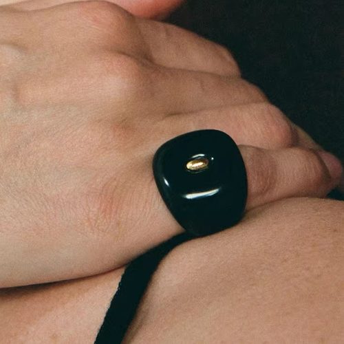 ABOAB玛瑙青金石戒指镶金银原创