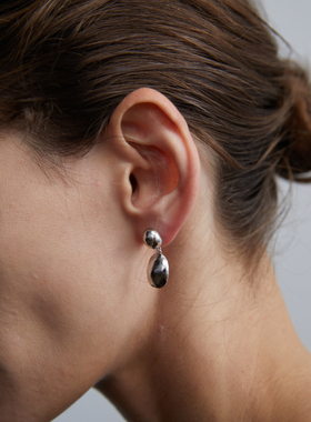 ABOAB SCULPTING系列 Dual耳饰 925银厚镀金原创设计肌理百搭极简