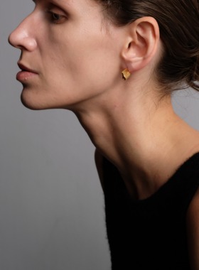 ABOAB SCULPTING系列Seam耳钉 925银厚镀金原创设计肌理简约
