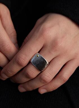 手工方戒戒指金银组合原创设计