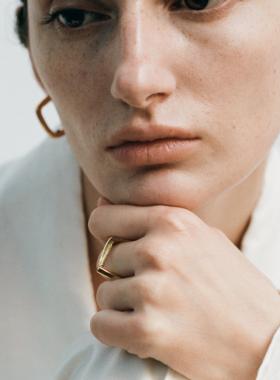 ABOAB SURROUND系列Corners Hoops耳饰银镀金镶青金石黑玛瑙