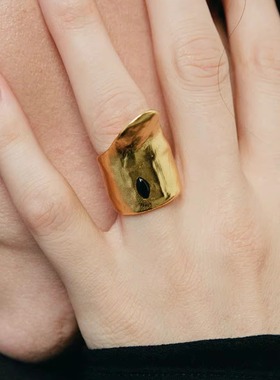 HORIZON系列Saddle马鞍戒指轻奢原创设计925银厚镀金玛瑙青金石