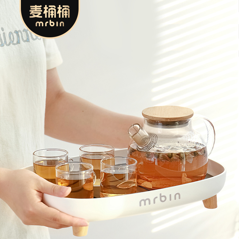 麦桶桶茶盘家用2024新款客厅小型水果餐盘茶几茶具水杯子沥水托盘