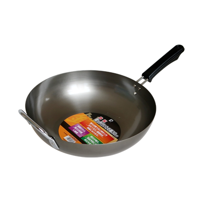 日本进口珍珠生活铁炒锅30cm附耳