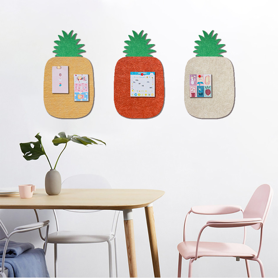 背胶免钉创意菠萝隔音墙贴毛毡板照片墙软木板公告栏作品展示墙贴