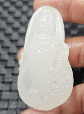 新疆和田白玉观音玉石挂件