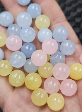 海蓝色圆珠玉石散珠粉色黄色