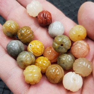 玉石新疆和田玉金丝玉龟壳散珠石英岩玉龟壳散珠手链项链散珠玉珠