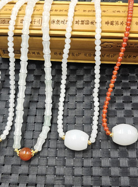 包邮新疆白玉白玉圆路路通项链