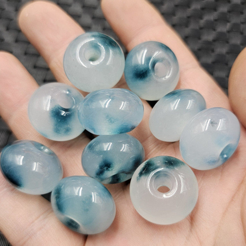 翡翠玉大孔平安扣玉石散珠