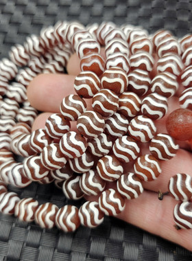 包浆黑白玛瑙线型天珠玉石手链