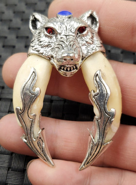 饰品挂件复古豹子头吊坠