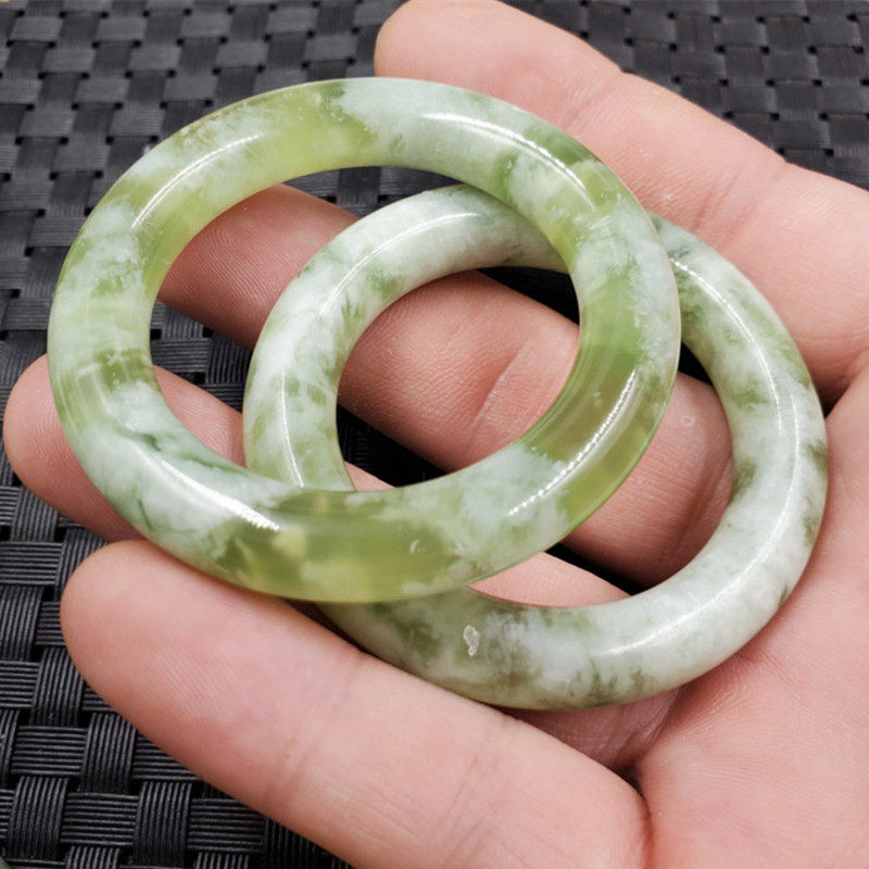 祥和珠宝岫玉平安扣挂件姜花岫玉平安环吊坠圆环车挂鸟笼吊坠玉坠