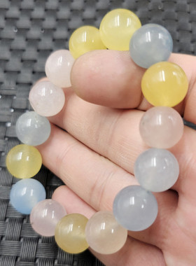 包邮多宝珠玉石手里海蓝色黄色