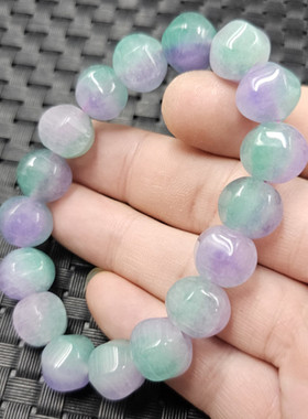 包邮翠玉紫罗兰六棱珠玉石手链