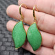 翡翠玉干青树叶玉石耳环祖母绿白底青金枝玉叶耳环玉耳坠耳饰