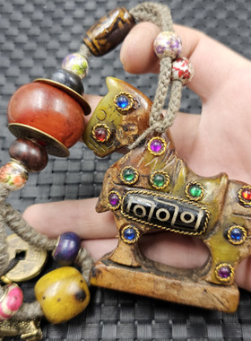 包邮岫玉生肖马玉石挂件