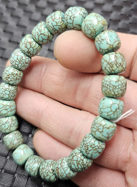 优化绿松石老型珠玉石手链风化