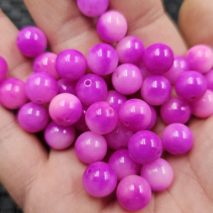 樱花粉石英岩玉圆珠玉石散珠桃花粉圆珠diy手链项链饰品配件珠子