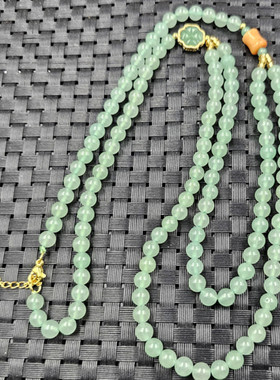 包邮6毫米东陵玉圆珠项链草绿色