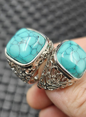 优化绿松石方形活口戒指