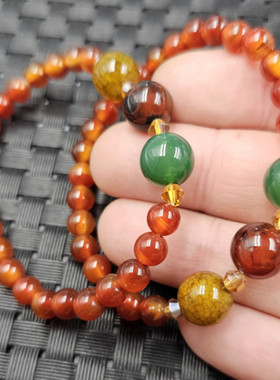 包邮冰种红玛瑙圆珠玉石手链