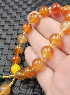 冰种红花玛瑙圆珠玉石手链1