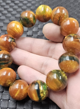 荧光浮盐水蜜蜡圆珠手链